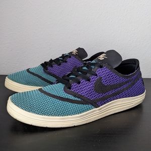Nike SB Lunar One Shot Purple Teal Jasmine off-white Flyknit SZ 10